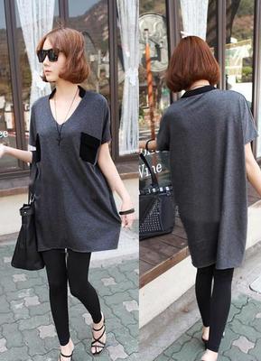 时尚与个性的碰撞 ZM7379欧美女装口袋不规则宽版潮T 2013夏季服装批发解析